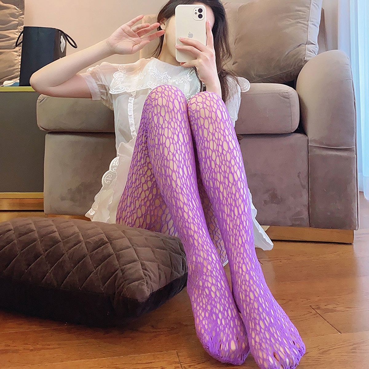 Pierced Black Sexy Mermaid Cobweb Socks Leg Beauty