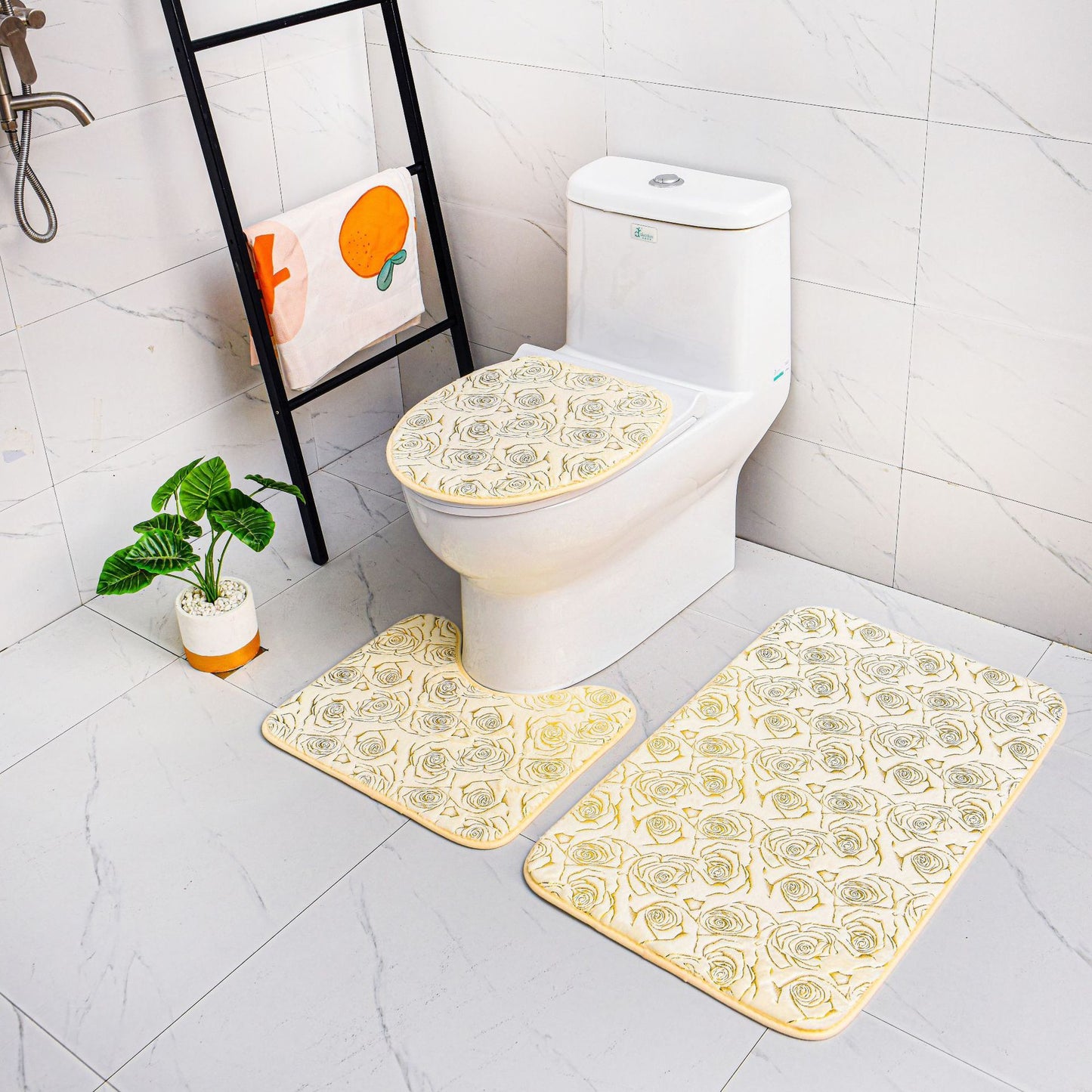 Gilding Carpet Bathroom Three-piece Set Household Doorway Non-slip Carpet Mat