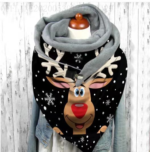 Women's Warm Cashmere Christmas Print Scarf