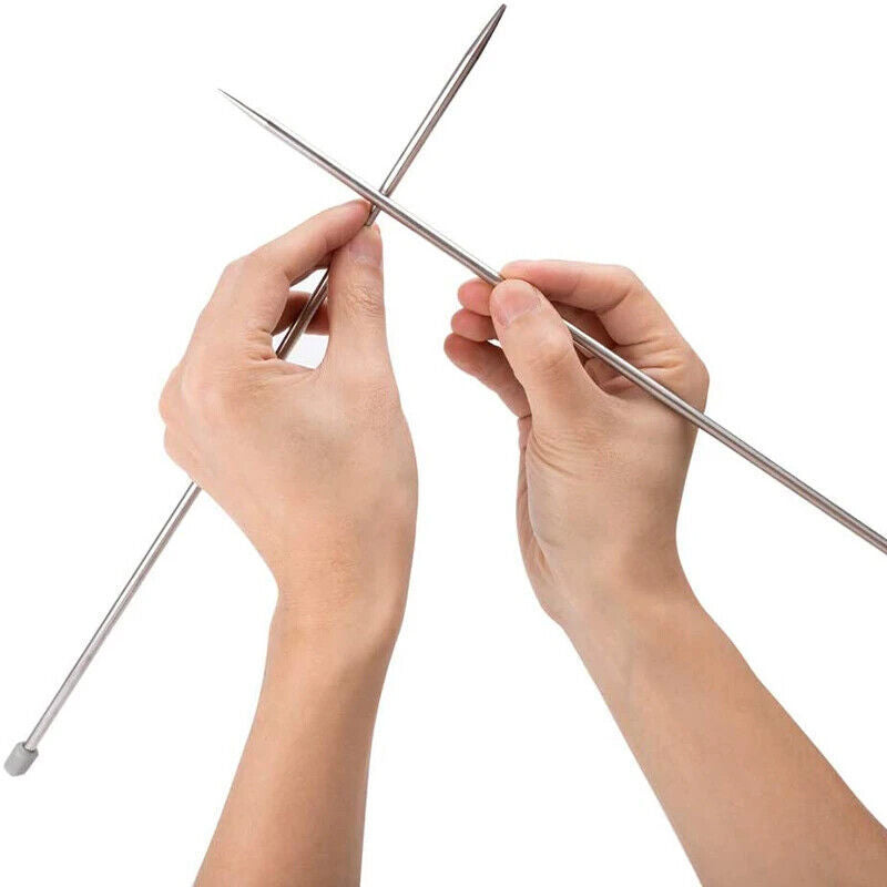 22pcs-11Pairs 25cm Single Pointed Stainless Steel Knitting Needles Set 2mm-8mm