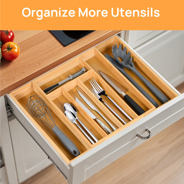 Expandable Bamboo Kitchen Drawer Storage Box