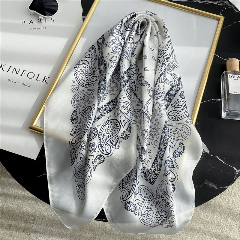 Women's Striped Silk Scarf Color Matching Versatile Printing Silk