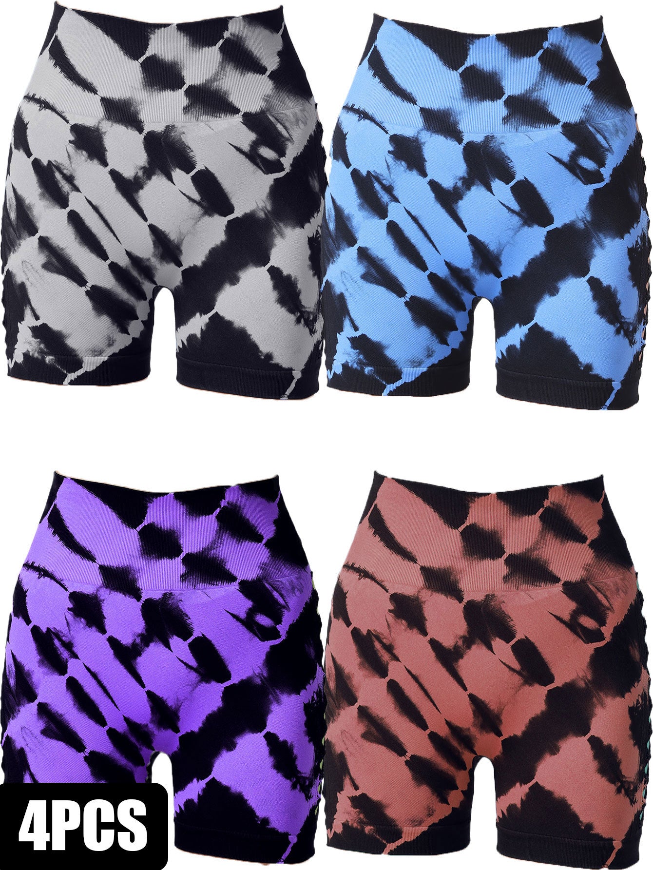 4 Pack High-Waisted Yoga Shorts For Women, Fitness Leggings, Moisture-Wicking, Breathable And Stretchy