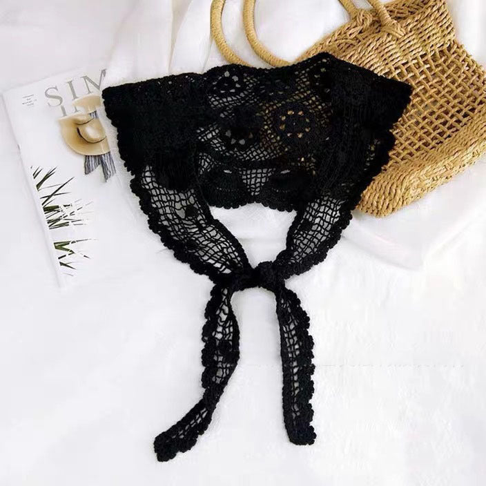 Summer Thin Type Sunscreen Lace Coat Hollow Out All-matching Fake Collar Outer Scarf Small Shawl Crocheted Linen Triangular Binder