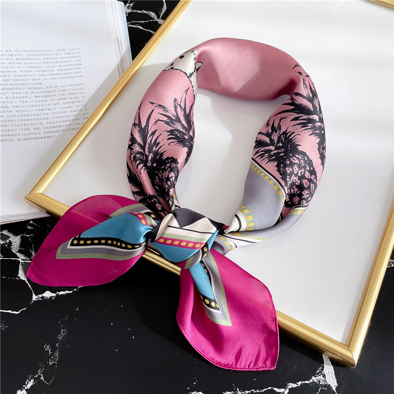 Women's Striped Silk Scarf Color Matching Versatile Printing Silk