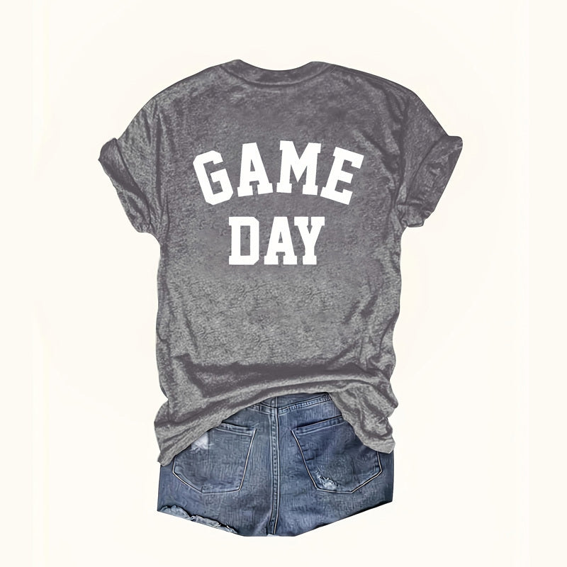 Women's Short Sleeve Round Neck T-shirt 'FOOTBALL GAME DAY' Printed Casual Summer Tee