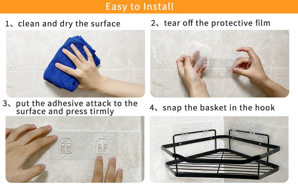 Corner Shower Shelf Bathroom Organizer Sticky Shower Shelf Bathtub Shelf  3 Pack No Drill Shower Shelf For Inside Showers - Rust-Proof Bathtub Organizer