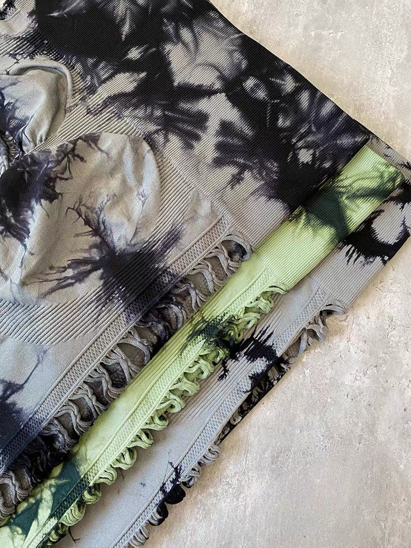 4PCS Tie-dye Cut-out Leggings Sports Leggings