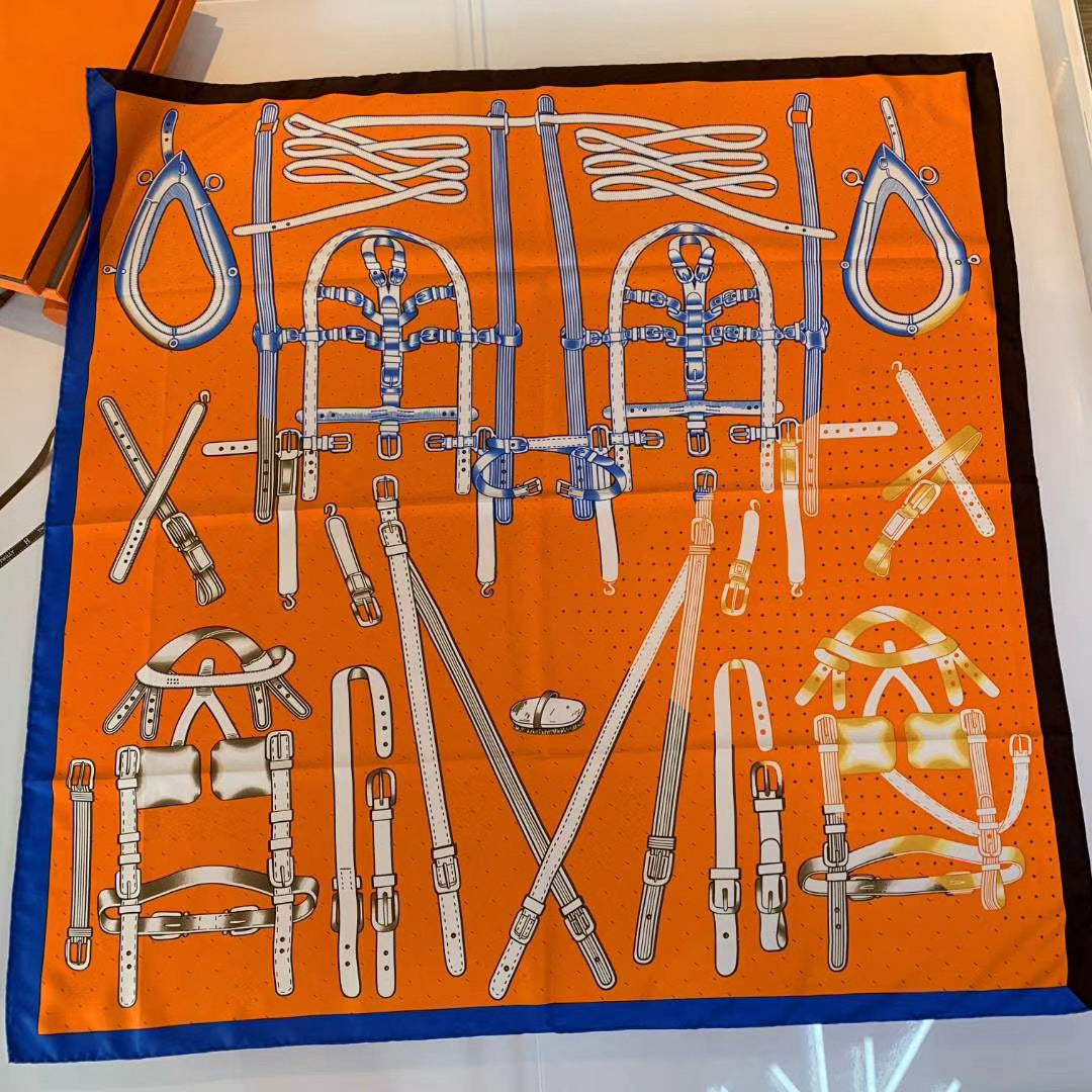 Handmade Hemming Twill Silk Printed Shawl