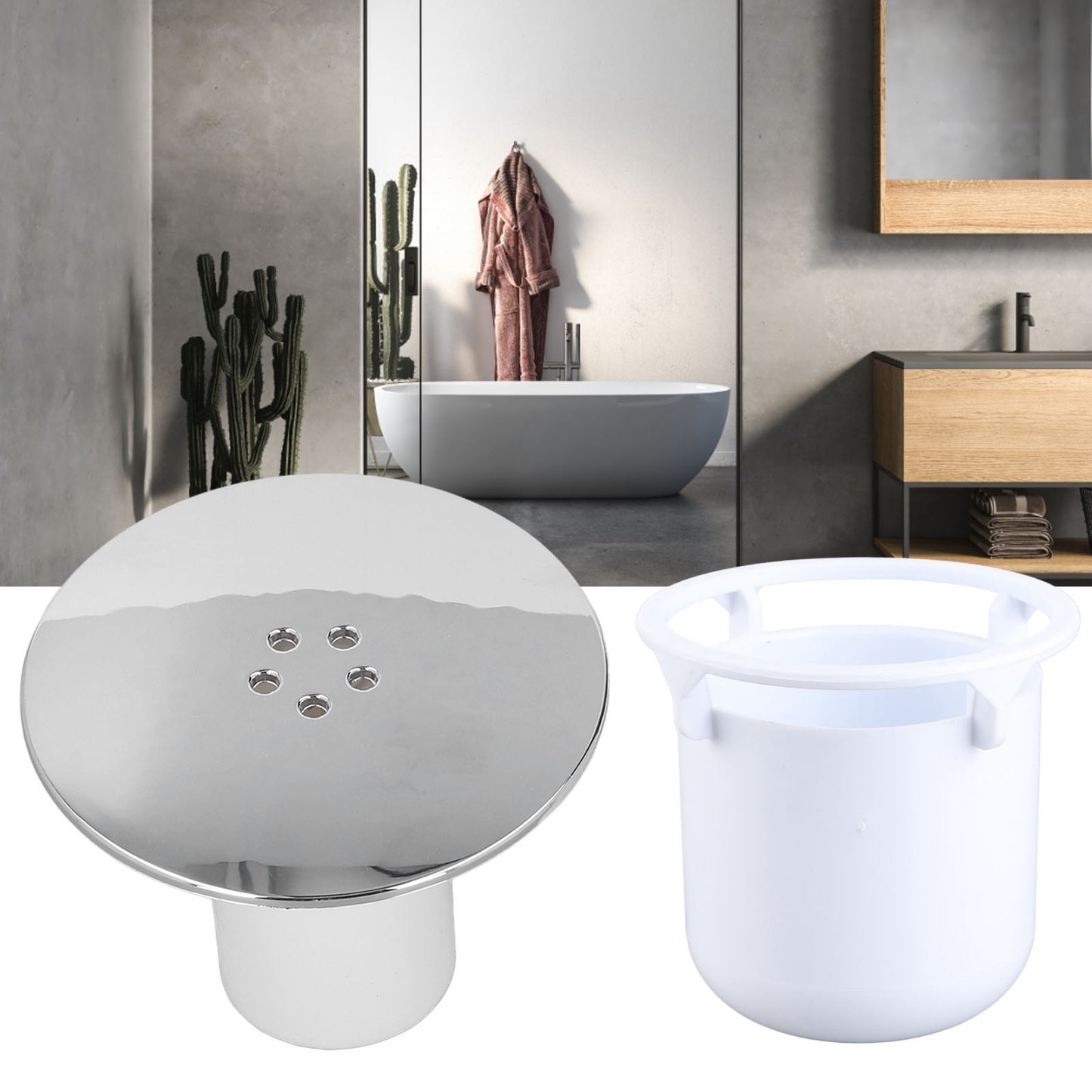 Shower Drain Cover Tray Waste Trap Plug Hole Cover Replacement Chromate Treatment Fast Flow