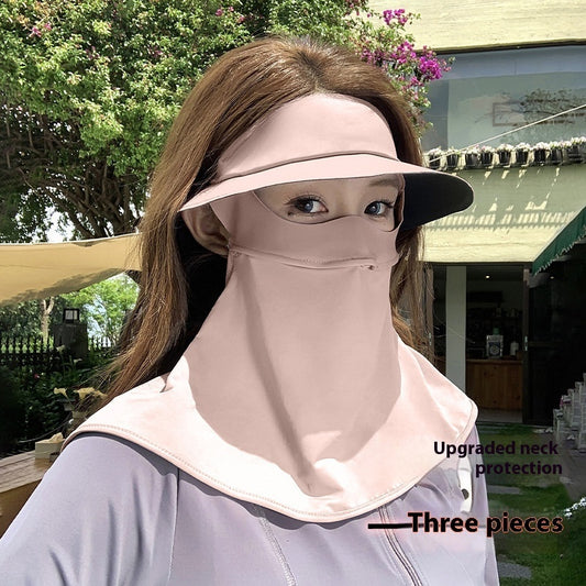 Vinyl Mask Soft Top All-inclusive Integrated Neck Protection Ice Silk UV-proof Outdoor Sun Hat