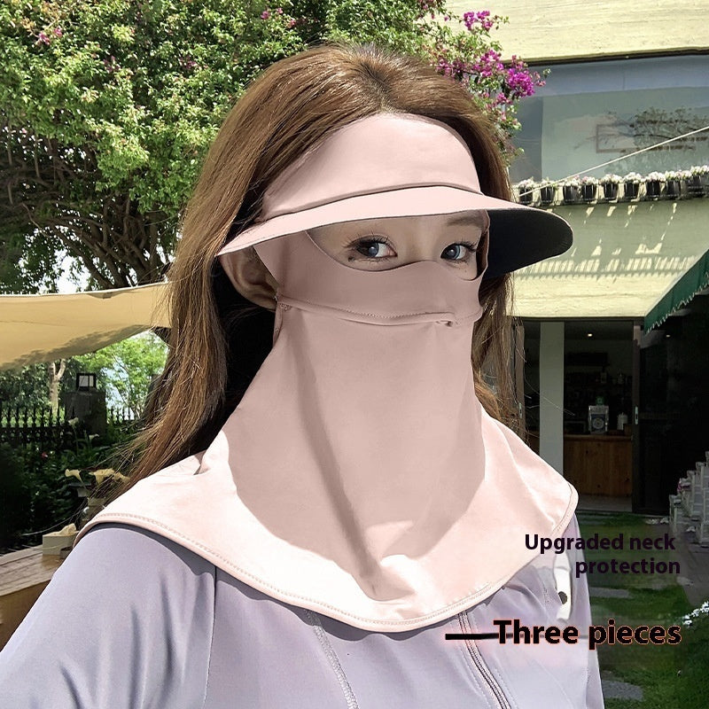 Vinyl Mask Soft Top All-inclusive Integrated Neck Protection Ice Silk UV-proof Outdoor Sun Hat
