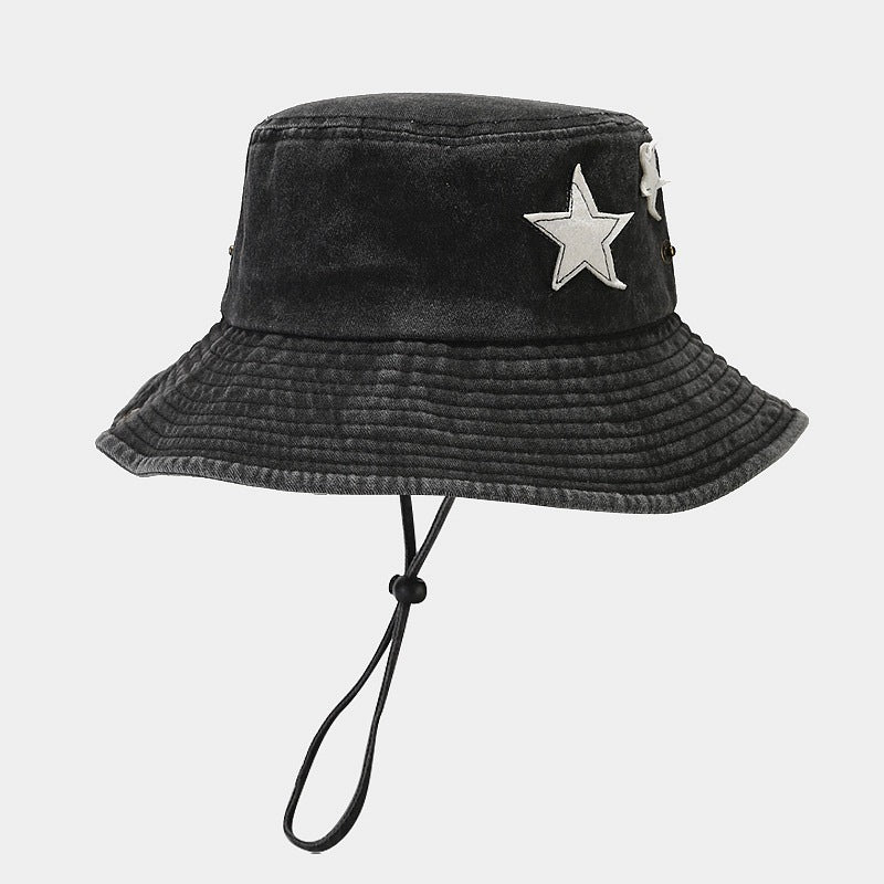 Western Denim Wind Pentagram Washed Old Mountaineering Sun Hat