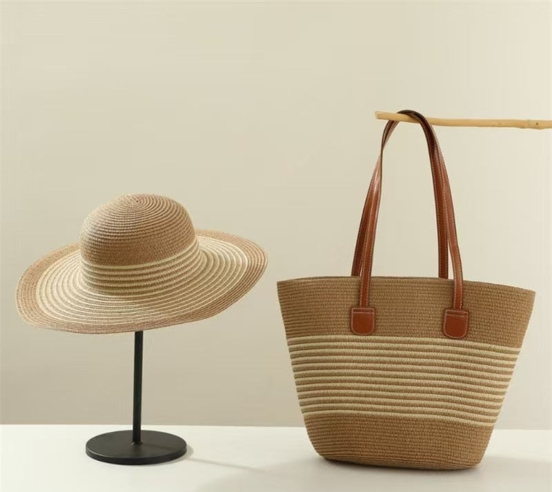 Seaside Vacation Sun Protection Straw Hat Bag Set