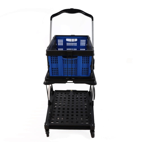 Folding Service Cart With Wheels Double-decker, Shopping, Library, Office Warehouse Moving Carts