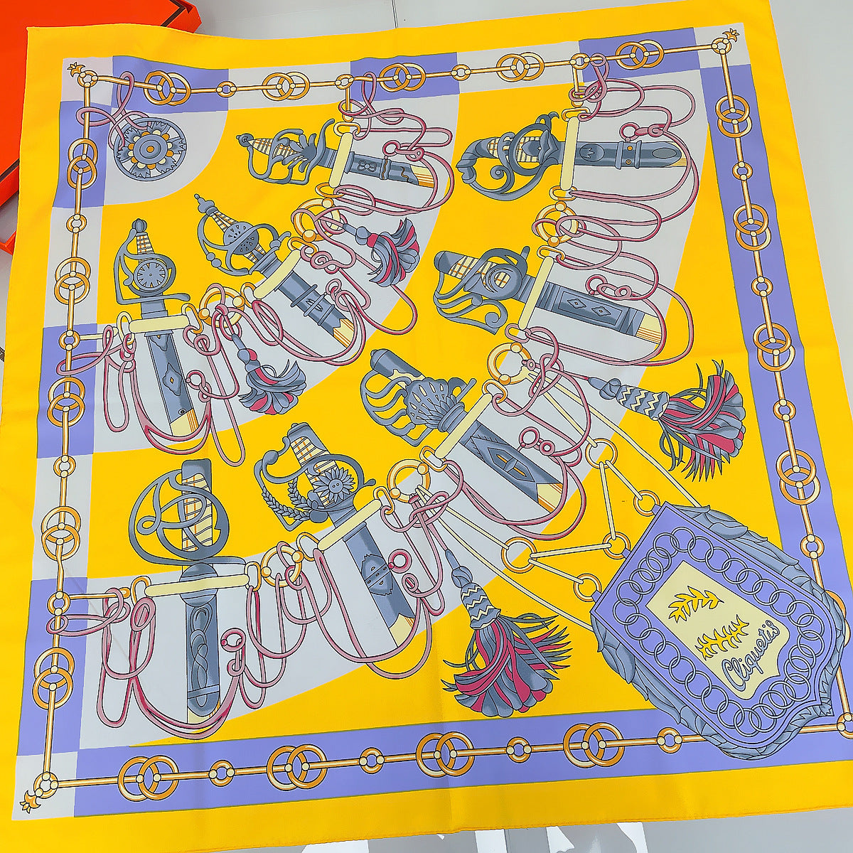 Handmade Hemming Twill Silk Printed Shawl