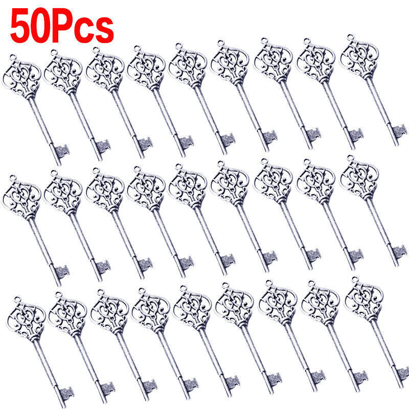 50X Santa Keys Charms Pendants Skeleton Tibetan Silver Large Xmas Charm Pendant