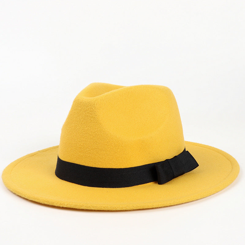Woolen Fedora Hat Men's And Women's Big Brim Top Hat Felt Hat