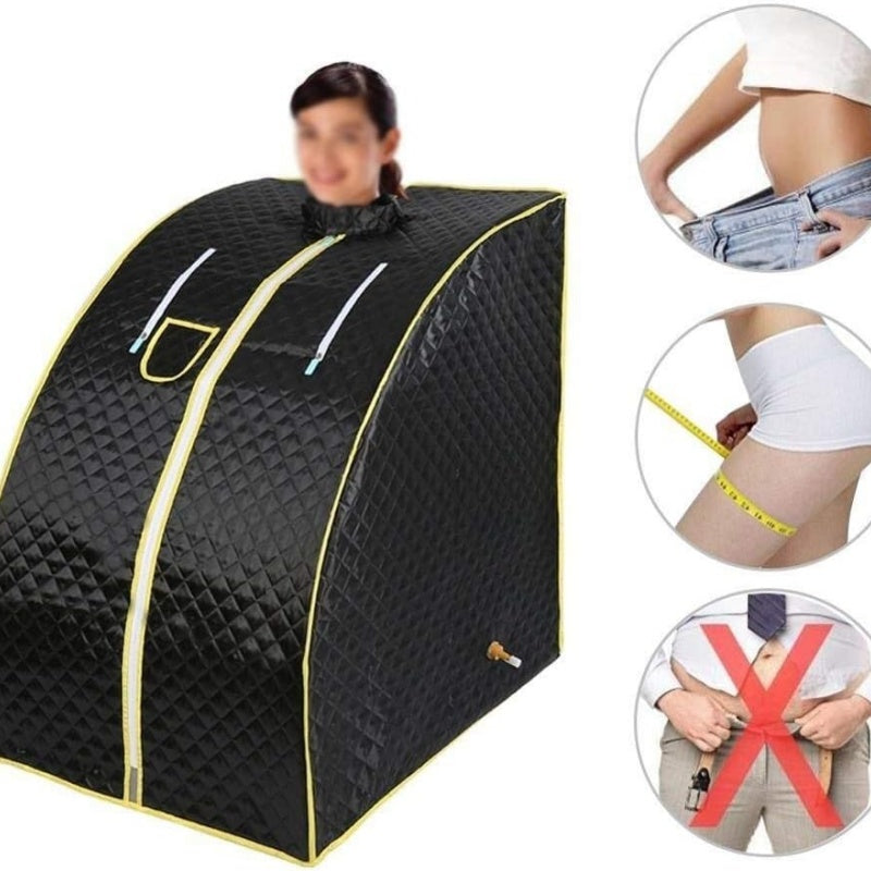 Portable Steam Sauna Kit, Home Black Sauna, With Folding Chair, Stainless Steel Pipe Support, Personal Spa For Insomnia Relief