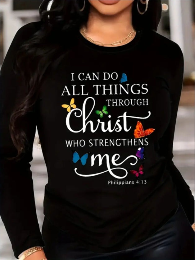 Women's Printed Long Sleeve Hoodless Sweatshirt