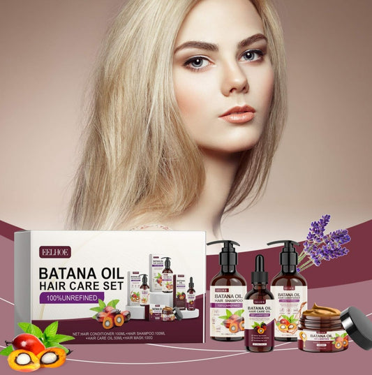 Batana Oil Voluminous Hair Care Set Repairs Frizzy Hair, Nourishes Smooth Hair And Provides Hair Care