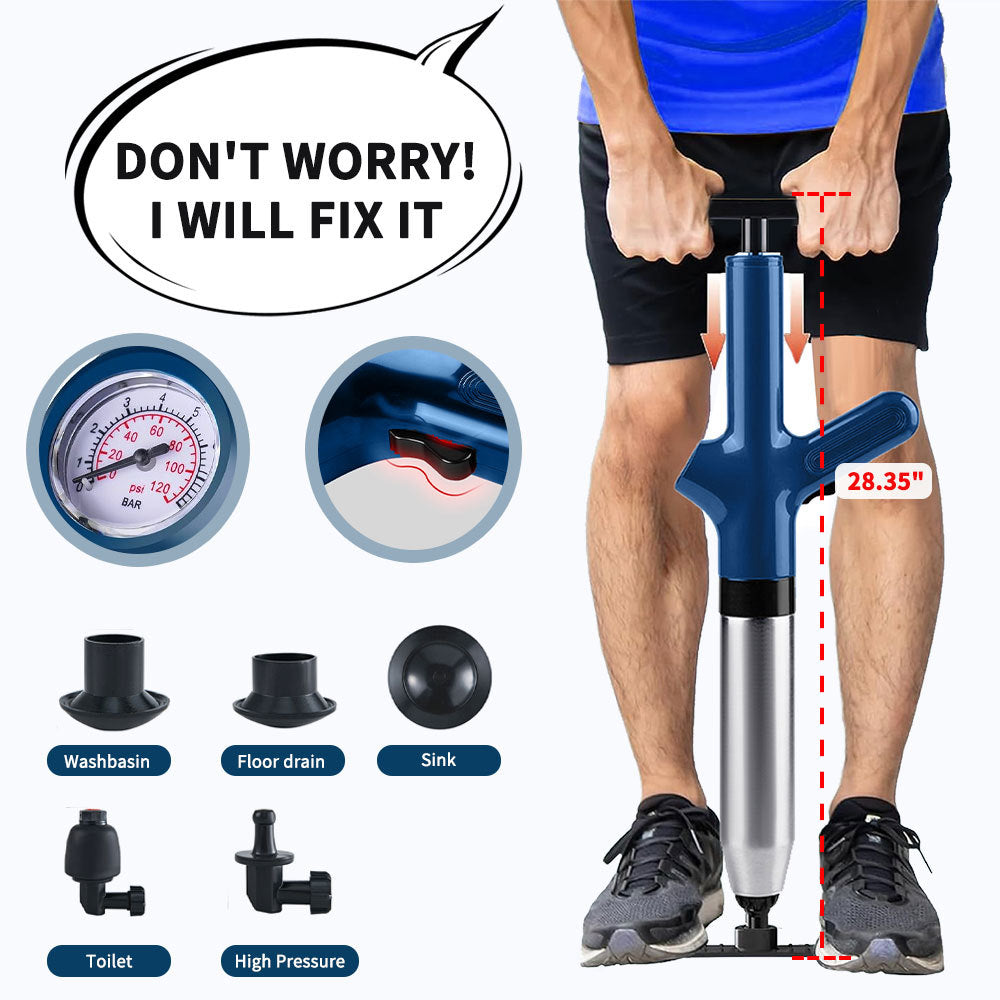 High Pressure Air Toilet Unclogged For Toilets, Bathroom Floors, Sinks, And Pipe Blockages