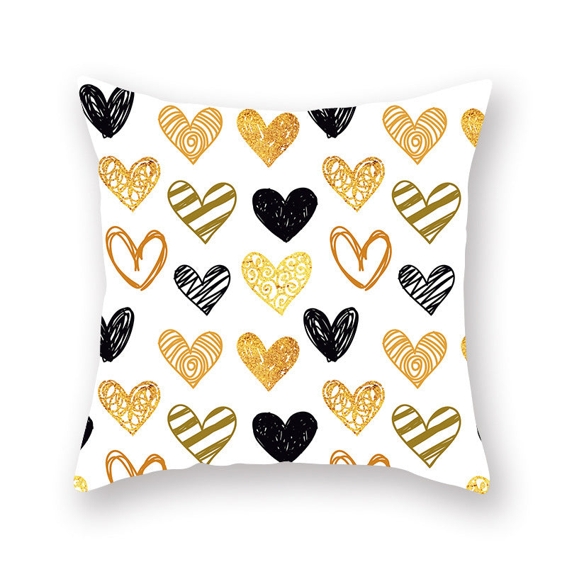 Golden Valentine's Day Peach Skin Pillowcase
