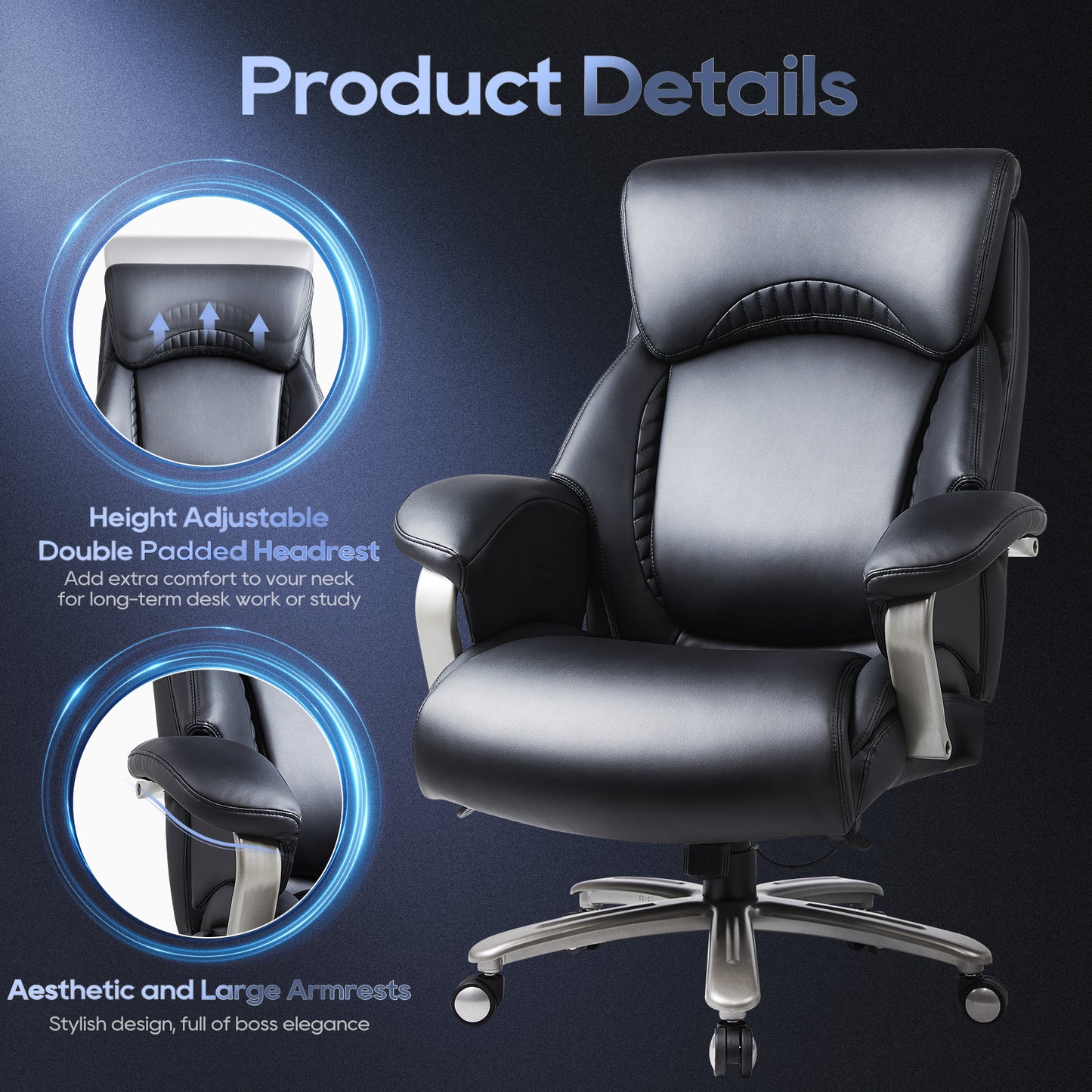 Tall Office Chair, 500 Pound Heavy-duty Ergonomic Computer Chair