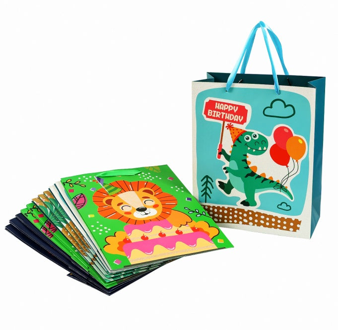12-piece Exquisite Gift Bag, Cartoon Animal Design, Multiple Patterns, Suitable For Birthdays, Baby Showers, Graduation Season, Valentine's Day. Used In Various Occasions Such As Shopping And Can Be R