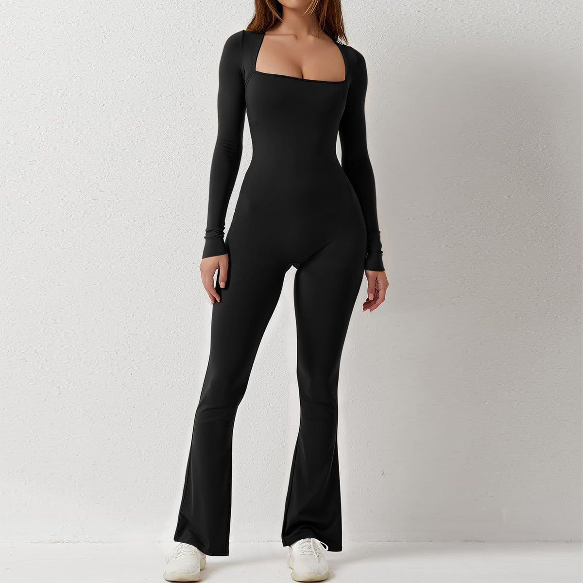 Square Collar One-piece Bell Bottom Pants