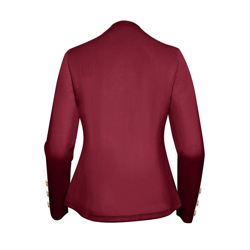 Plus Size Women's Solid Color Double Breasted Long Sleeve Top - Button Cuff Casual & Office Wear