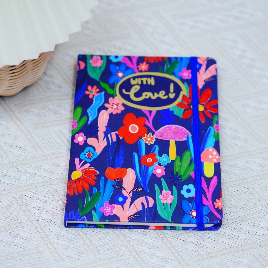 Colorful A4 Notebook With Sub Coil Hardcover Style And Sewing Binding Featuring A Strap For Easy Carry