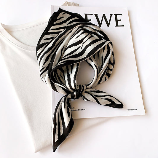 Silk Small Square Scarf Female Striped 53cm Silkworm Decorative