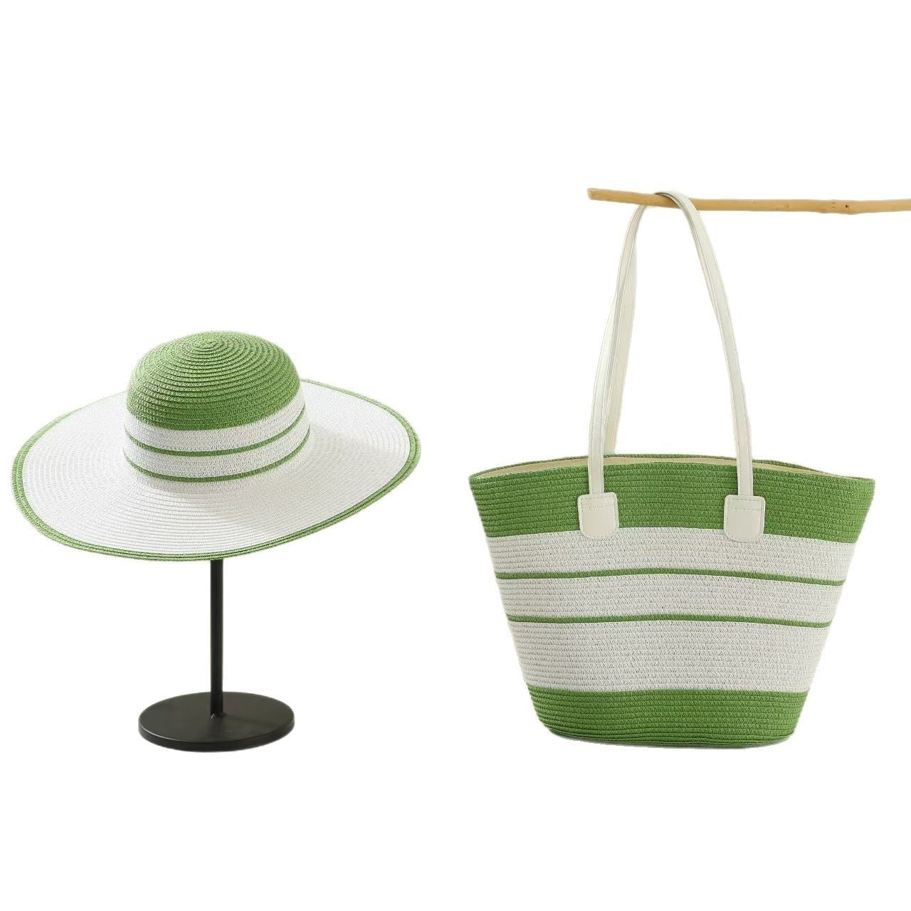 Straw Hat Bag Two-piece Set Sunshade Seaside Vacation