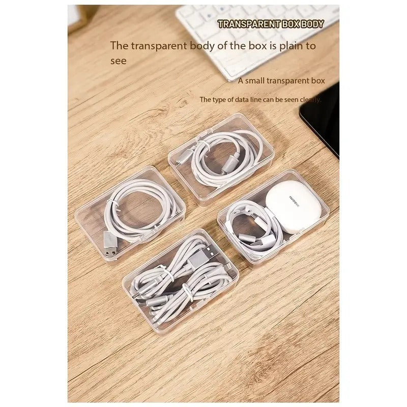 Plastic Storage Set With 7 Clear Storage Boxes - Not Waterproof. It Is Suitable For Independent Storage Of Small Items Such As Chargers, Headphones, Jewelry, Cards, Etc