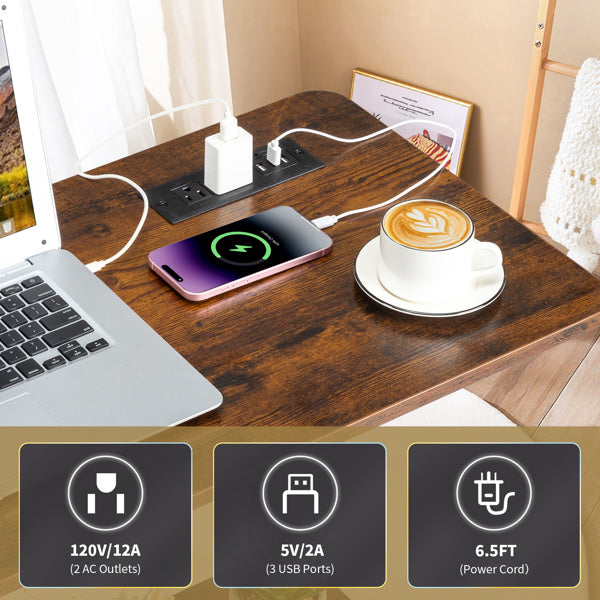 Retro Brown Adjustable Computer Desk