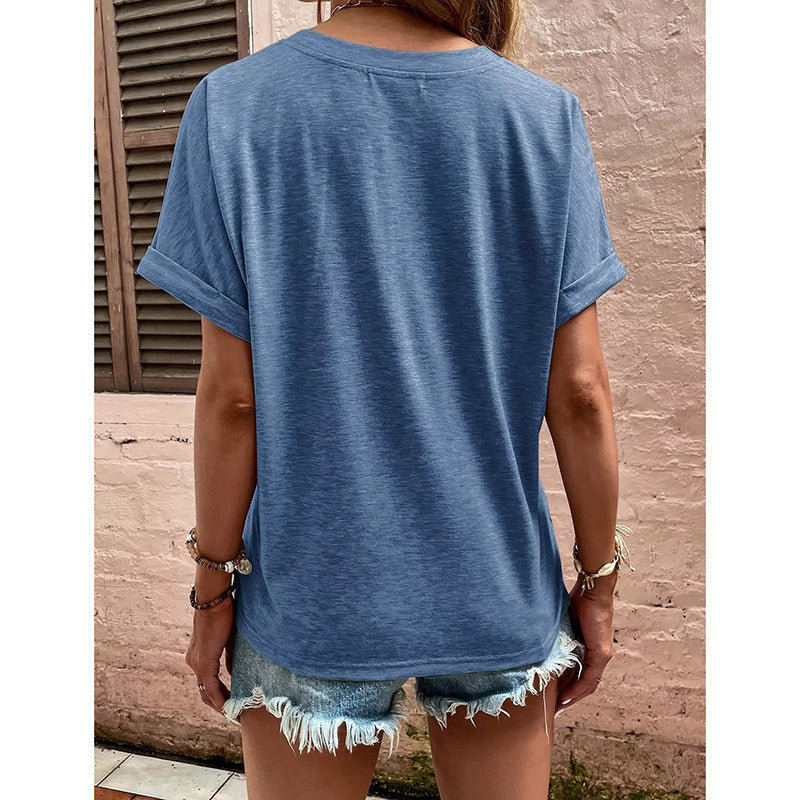 Womens Summer Shirts Short Sleeve Button Down V Neck Business Casual Tunic Tops