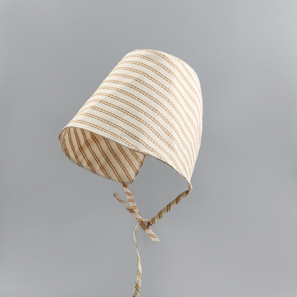 French New Striped Big Brim Fisherman Hat Women