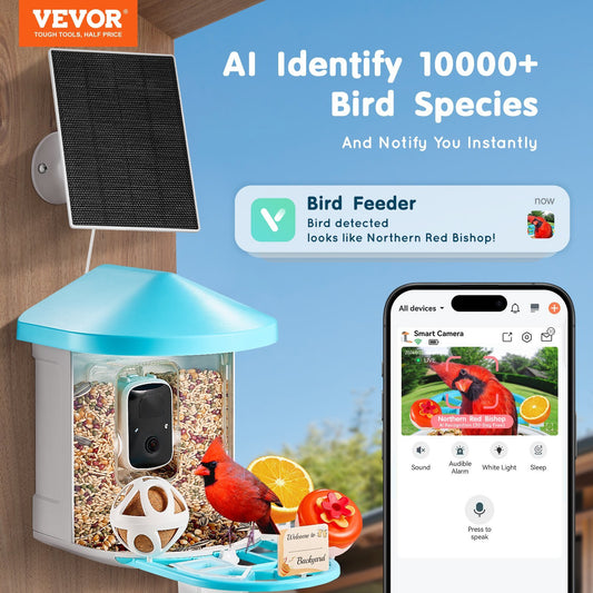 VEVOR Smart Bird Feeder With Camera 2K HD AI Identify Bird Species Auto Capture
