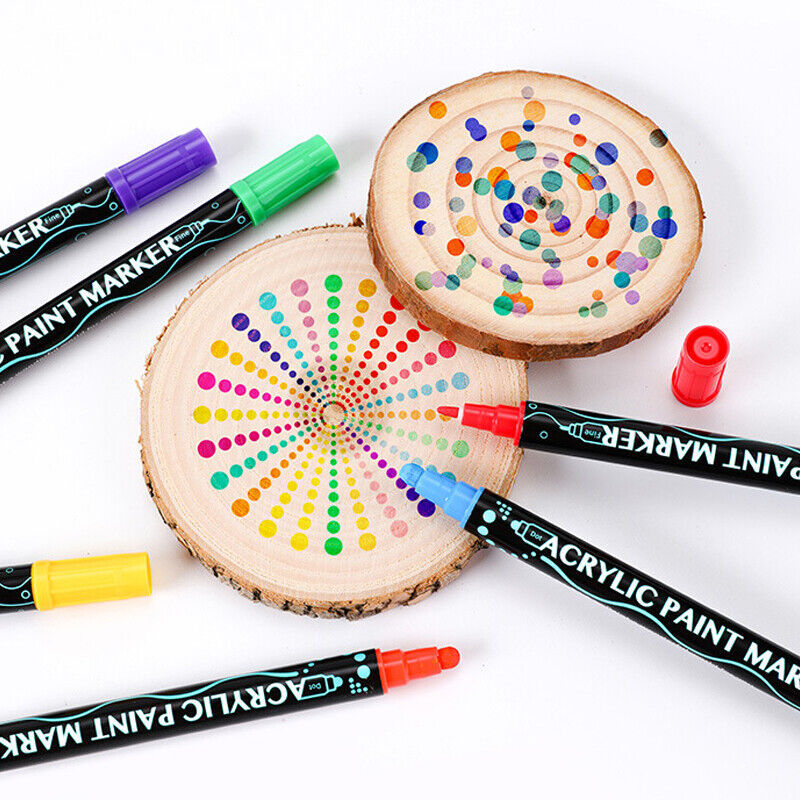 26 Colors Dual Tip Paint Pens Acrylic Paint Markers Set DIY Crafts Making Art