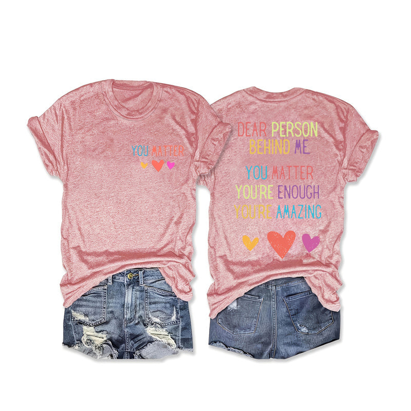 Women's Heart & Slogan Print Round Neck Tee - Love-Inspired Summer Top