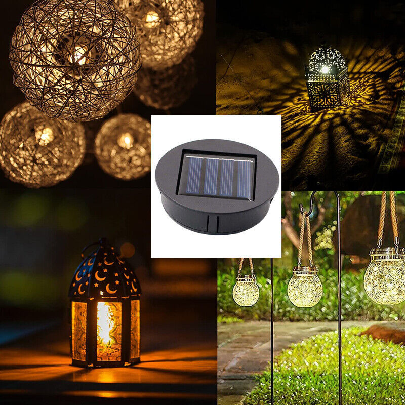 2PCS Garden Solar Powered Replacement Round LED Light Box Fit For Lantern Lamp