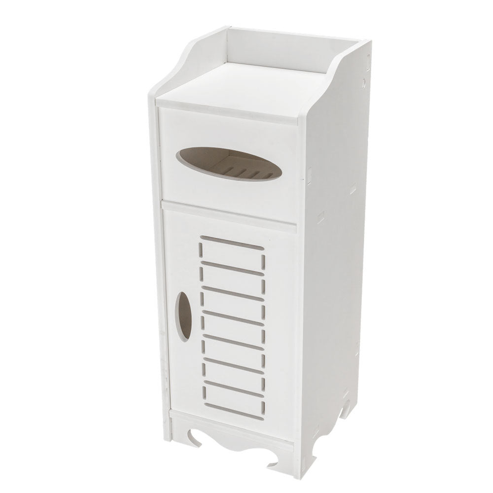 21x21x55cm, White Bathroom Cabinet With Flip Cover