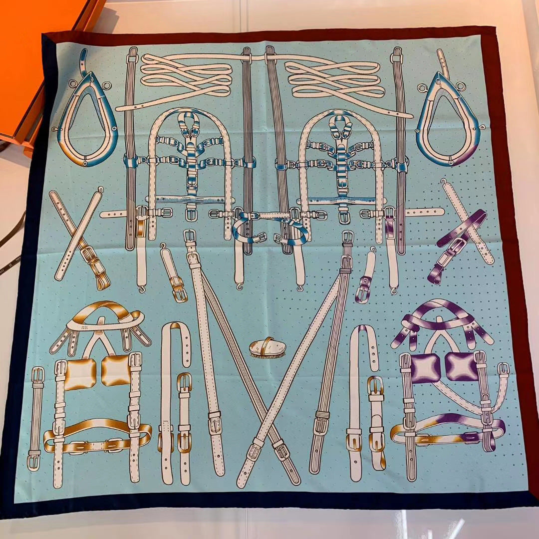 Handmade Hemming Twill Silk Printed Shawl