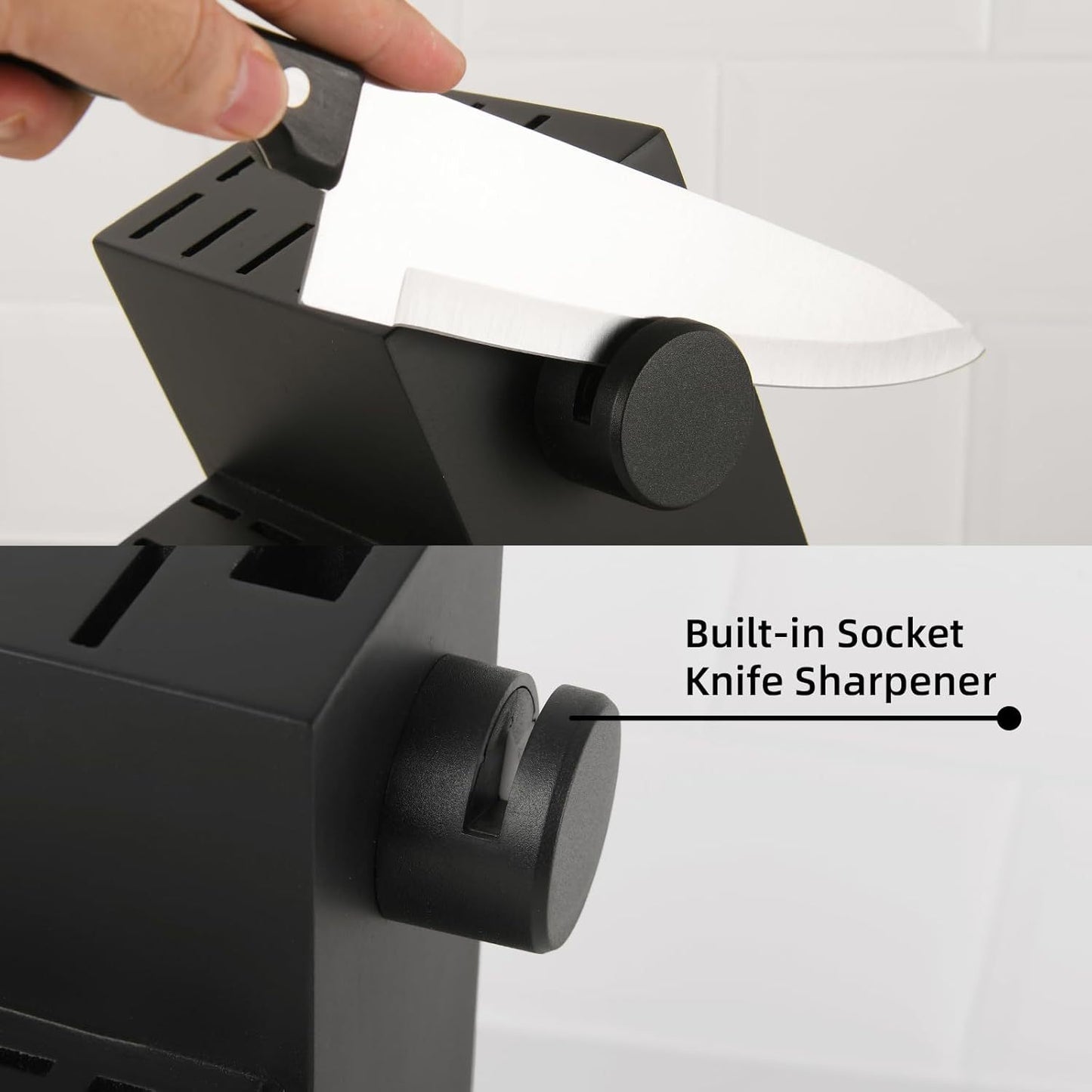 Durable German Steel Dishwasher Safe Kitchen Knife Set With Sharpener