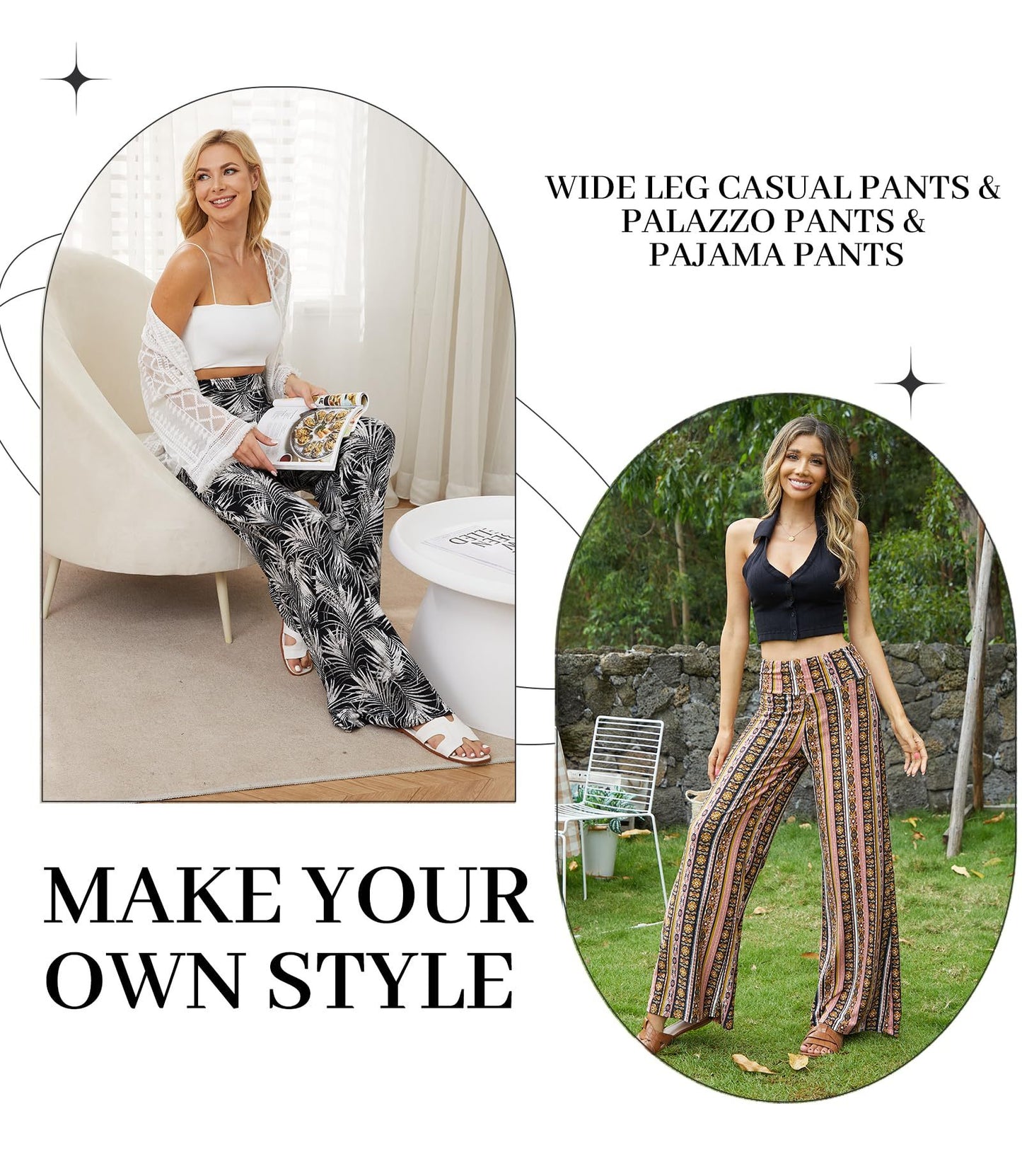 Wide-leg Pants - Skirt Printed With Pink Vintage Flowers