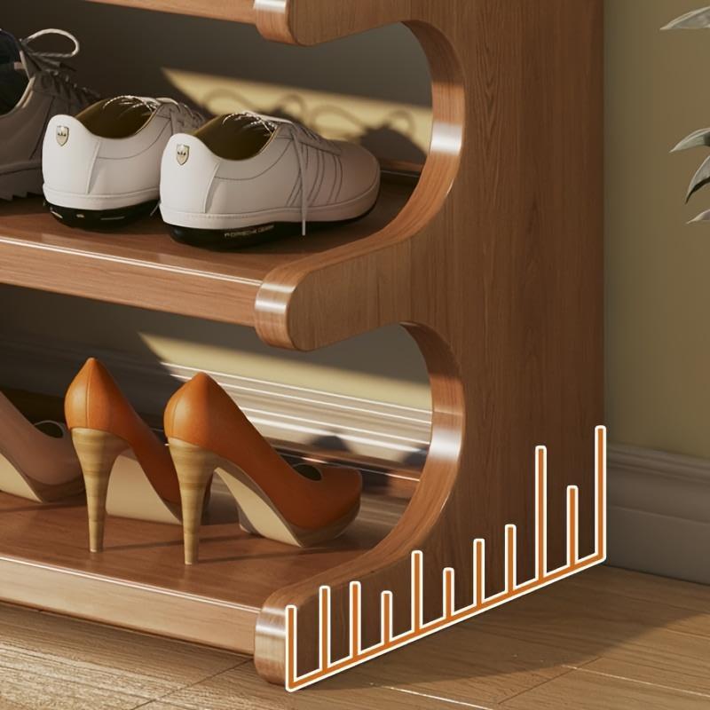 Four-layer Wooden Stackable Floor-standing Shoe Rack Suitable For Entrance, Wardrobe And Corridor To Store High Heels, Sneakers And Sandals