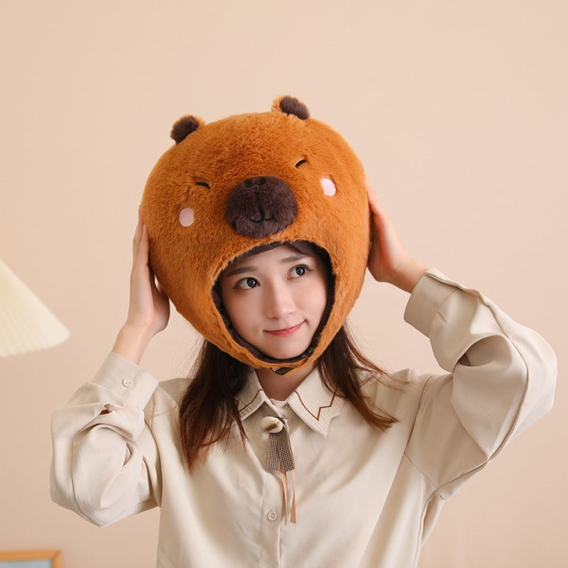 Cute Capybara Head Cover Hat Cartoon Photography Performance Props