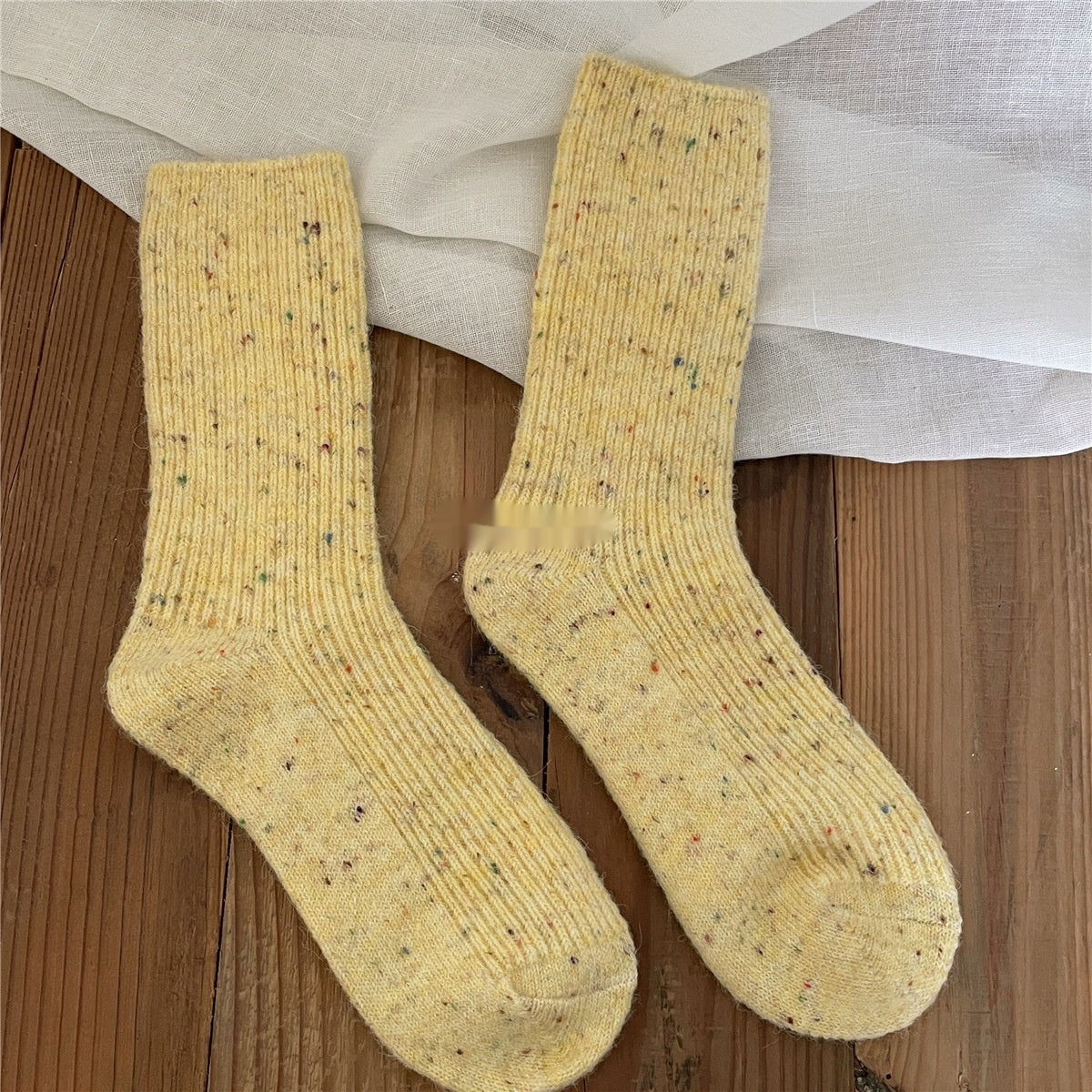 Female Solidcolor Mid-calf Length Cashmere Socks