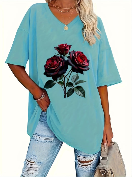 Self-pick-up Plus Size Women's Fashion V-Neck Printed Short Sleeve T-Shirt Only Self-pickup Is Supported